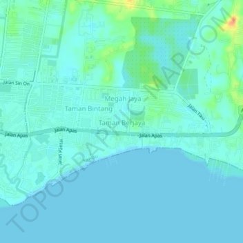 Taman Berjaya topographic map, elevation, terrain