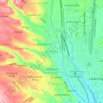 San Felipe topographic map, elevation, terrain