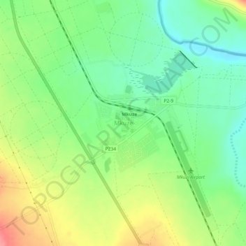 Mkuze topographic map, elevation, terrain
