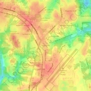 East Gantt topographic map, elevation, terrain