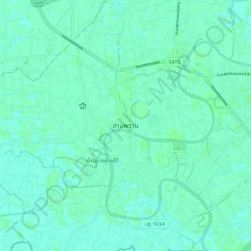 Sam Phran topographic map, elevation, terrain