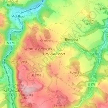 Großröhrsdorf topographic map, elevation, terrain