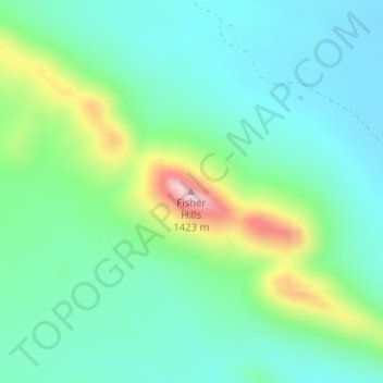 Fisher Hills topographic map, elevation, terrain