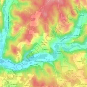 Les Grandes Pièces topographic map, elevation, terrain