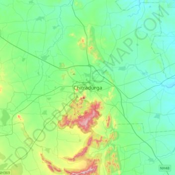 Chitradurga topographic map, elevation, terrain