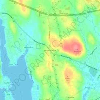 Manitock Spring topographic map, elevation, terrain