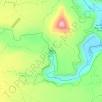 Wailua Falls topographic map, elevation, terrain