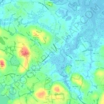 Essex topographic map, elevation, terrain