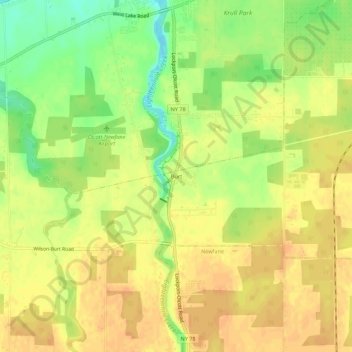 Burt topographic map, elevation, terrain