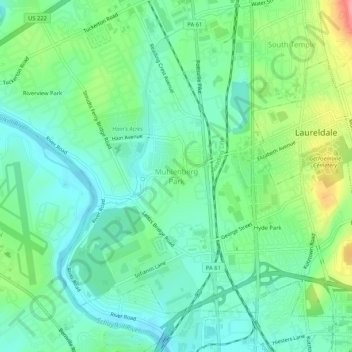 Muhlenberg Park topographic map, elevation, terrain