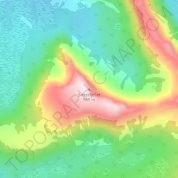 Sæterfjellet topographic map, elevation, terrain