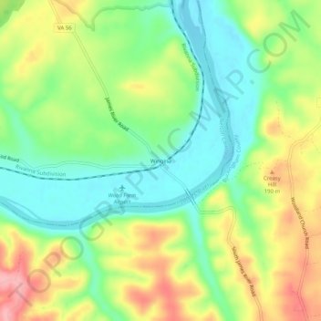 Wingina topographic map, elevation, terrain