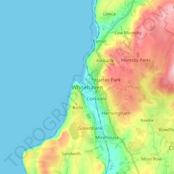 Whitehaven topographic map, elevation, terrain
