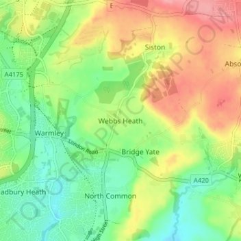 Webbs Heath topographic map, elevation, terrain