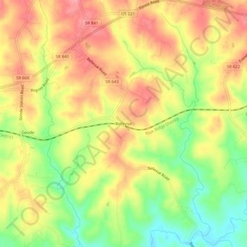Bellevue topographic map, elevation, terrain