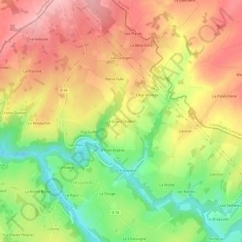 Le Grand Drablet topographic map, elevation, terrain