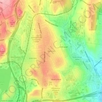 Burncoat topographic map, elevation, terrain