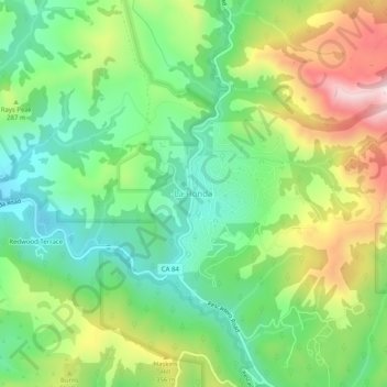 La Honda topographic map, elevation, terrain