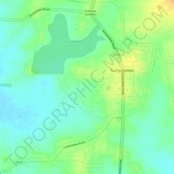 sooriyawewa Ground topographic map, elevation, terrain