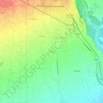 Praglie topographic map, elevation, terrain