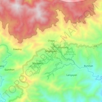Mayoyao topographic map, elevation, terrain