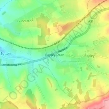 Ropley Dean topographic map, elevation, terrain