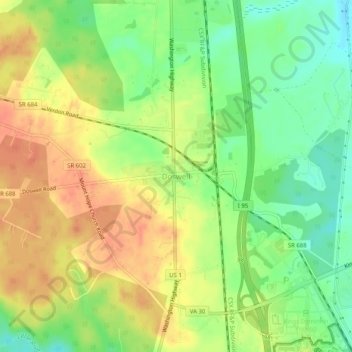 Doswell topographic map, elevation, terrain