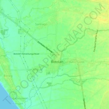 Tampo topographic map, elevation, terrain