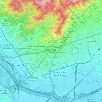 Esplugues de Llobregat topographic map, elevation, terrain