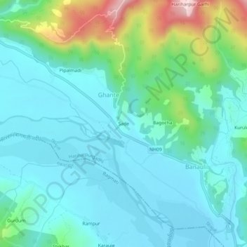 Sade topographic map, elevation, terrain