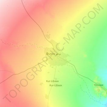 Burao topographic map, elevation, terrain