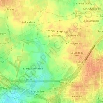 Le Courtil Bretel topographic map, elevation, terrain
