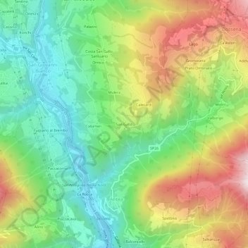 San Gallo topographic map, elevation, terrain
