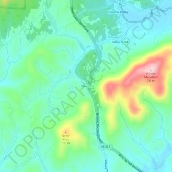 Warrior topographic map, elevation, terrain