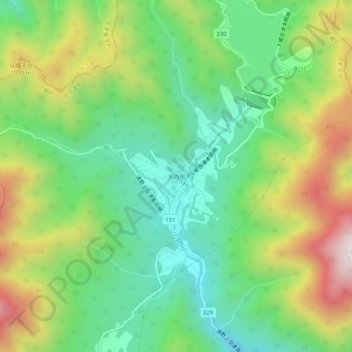 Ōuchi-juku topographic map, elevation, terrain