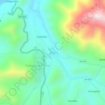 Chila topographic map, elevation, terrain