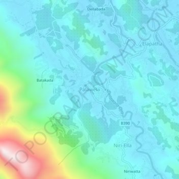 Palawela topographic map, elevation, terrain