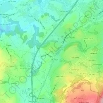 Saisy topographic map, elevation, terrain