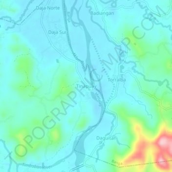 Tinapuay topographic map, elevation, terrain