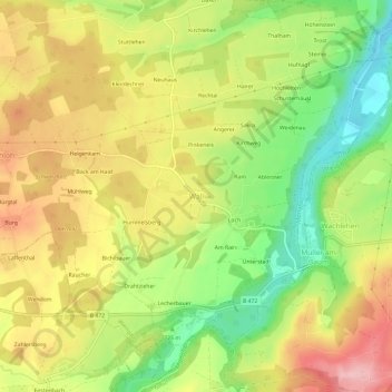 Wall topographic map, elevation, terrain