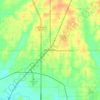 West Point topographic map, elevation, terrain
