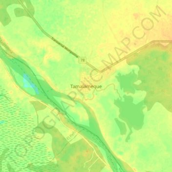 Tamalameque topographic map, elevation, terrain