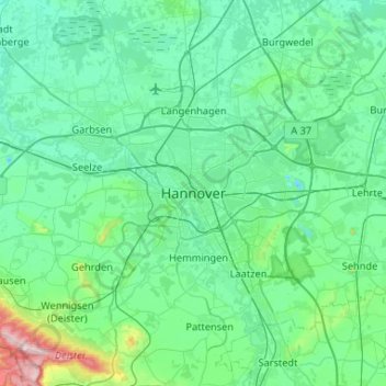 Hanover topographic map, elevation, terrain