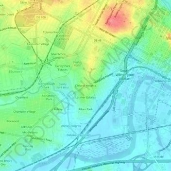 Cleland Heights topographic map, elevation, terrain