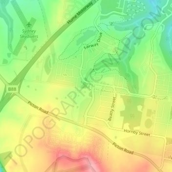 Bingara Gorge topographic map, elevation, terrain