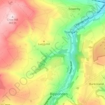 Mill Bank topographic map, elevation, terrain