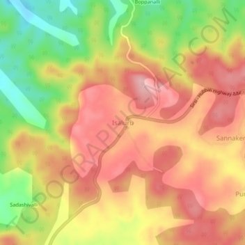 Isaluru topographic map, elevation, terrain