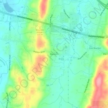 Boynton topographic map, elevation, terrain