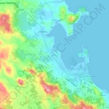 Gouvia topographic map, elevation, terrain