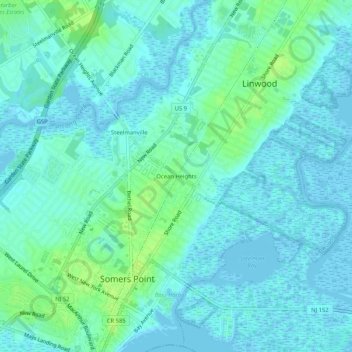 Ocean Heights topographic map, elevation, terrain
